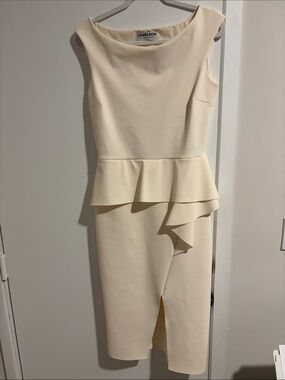 Chiara Boni Ivory Peplum Midi Dress